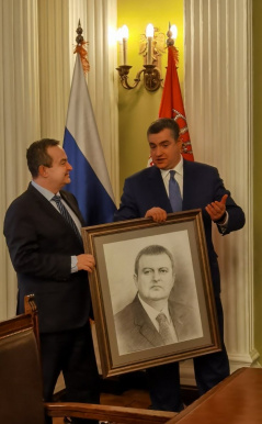17 February 2021  The Speaker of the National Assembly of the Republic of Serbia Ivica Dacic with Chairman of the International Affairs Committee of the State Duma of the Russian Federation Leonid Slutsky 